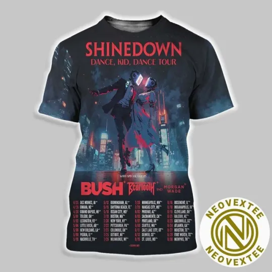 Discover shine down Dance Kid Dance Tour 2025 w/ Bush Beartooth T-Shirt