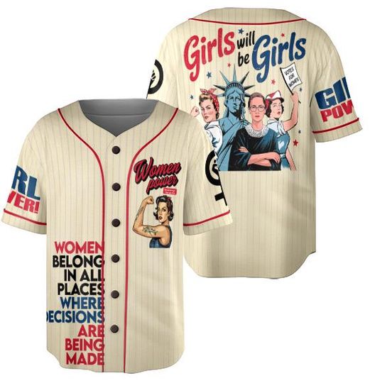 Discover Girls Will be Girls 4th of July Jersey, Patriotic Feminist Shirt, American Women Shirt