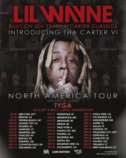 Discover Lil Wayne Tha Carter VI Tour 2025 Built On 20+ Years Poster