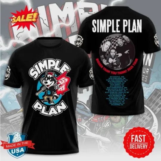 Discover Simple Plan Bigger Than You Think Tour 2025 3D Shirt