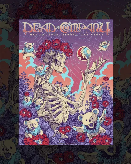 Discover Dead and Company Poster Las Vegas NV May 15 2025 Sphere Concert Skeleton Bear