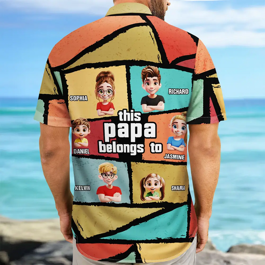 Discover 3D Cartoon Kid This Papa Grandpa Dad Belong To - Personalized Hawaiian Shirt