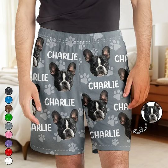 Discover Custom Photo Funny Pet Face Pattern Dog Cat Family - Personalized Pajama Shorts