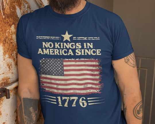 Discover No Kings 4th Of July Shirt, Comfort Colors USA Tee, American Activist Protestor Tee