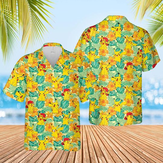 Discover PKM Pika Unisex Hawaiian Shirt, Aloha Summer Hawaiian Short