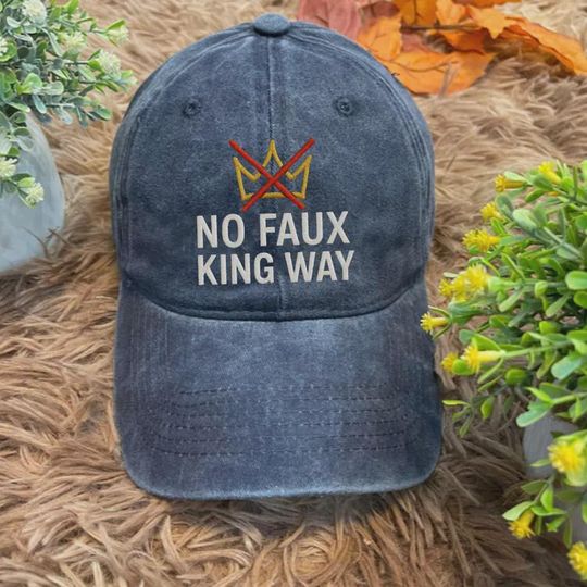 Discover No Kings In America Embroidered Hat, Hat Gift For Anti MAGA, Anti-Trump Hat