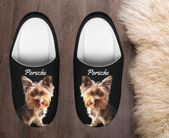 Discover Pet Portrait Slippers, Custom Dog Cat Photo Soft Fluffy Indoor Shoes, Gift for Pet Owner