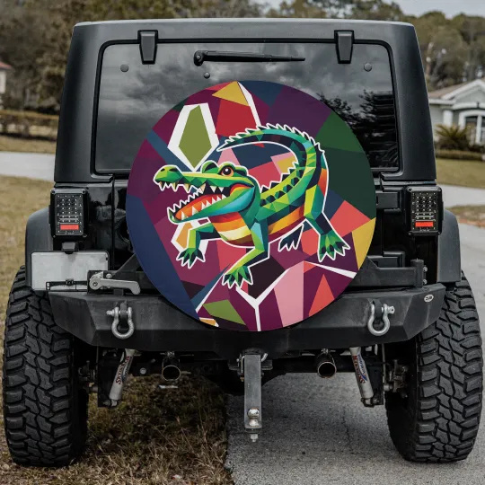 Discover Crocodile Design Spare Tire Cover for Car Camper Waterproof Vinyl Wheel Case