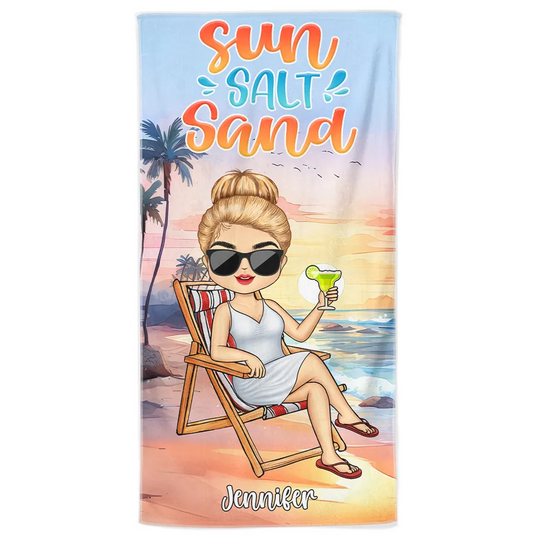 Discover Sun Salt Sand Summer Vibe - Personalized Beach Towel