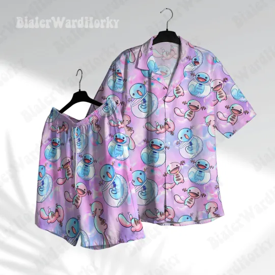 Discover Wooper Adorable Hawaiian Shirt Funny Water Type Aloha Shirt Anime Shirt Wooper