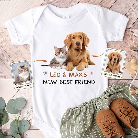 Discover Custom Cartoonized Pet Photo - Gift for Newborn - Personalized Baby Onesie