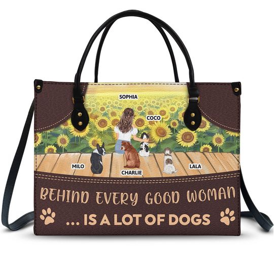 Discover Behind Every Women Is A Lot - Gift For Dog Lovers - Personalized Leather Bag