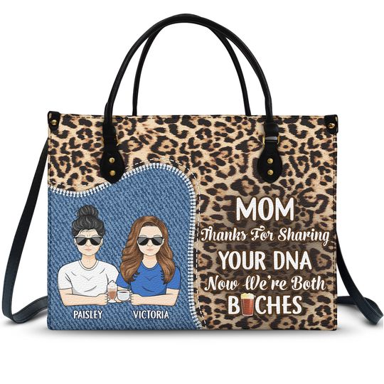 Discover Mom Thanks For Sharing Your DNA - Mother Gift - Personalized Leather Bag