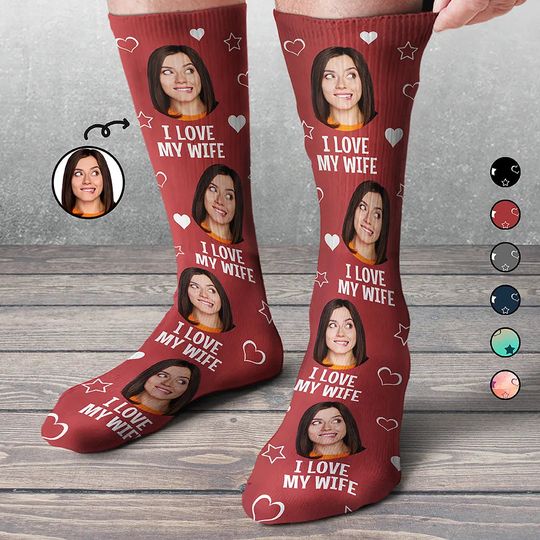 Discover Custom Photo Funny I Love My Lover Couple - Personalized Socks