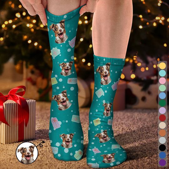 Discover Custom Photo Pet Face Family - Gift For Family, Pet Lovers - Personalized Socks