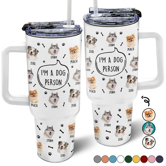 Discover Custom Photo I'm A Dog Person - Gift For Dog Mom, Dog Dad, Dog Lovers - Personalized 40oz Tumbler With Straw