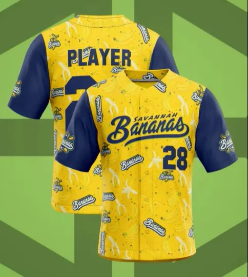Discover Custom Name Savannah Bananas Jersey – Yellow Funny Baseball Sports Shirt