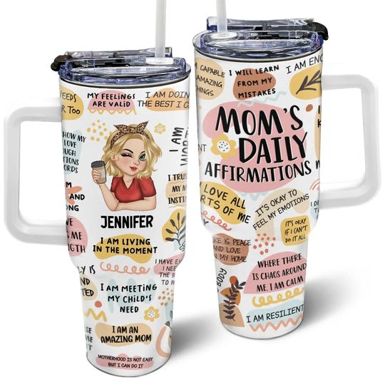 Discover Mom's Daily Affirmations - Personalized 40oz Tumbler With Straw