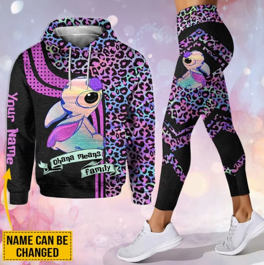 Discover 2025 Disneyyy 3D Hoodie Sports Sweatshirt Yoga Pants Stitchh Fashion Sports Women Yoga Set