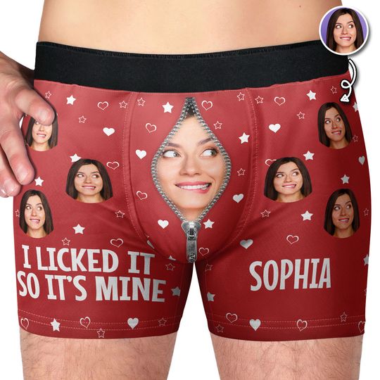 Discover Custom Photo Orgasm Donor I Licked It So It's Mine - Personalized Men's Boxer Briefs