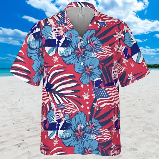 Discover NEW ! Trump-Inspired Hawaiian Shirt – Bold USA, Ideal for Summer Events 2025
