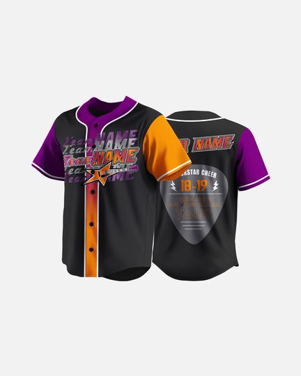 Discover Black Purple Orange Custom Baseball Jersey  Heat Press Name and Number, Rockstar Cheer Tour Graphic Team Shirt