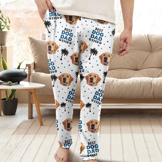 Discover Custom Photo Best Dog Cat Dad Mom Ever - Personalized Pajama Pants