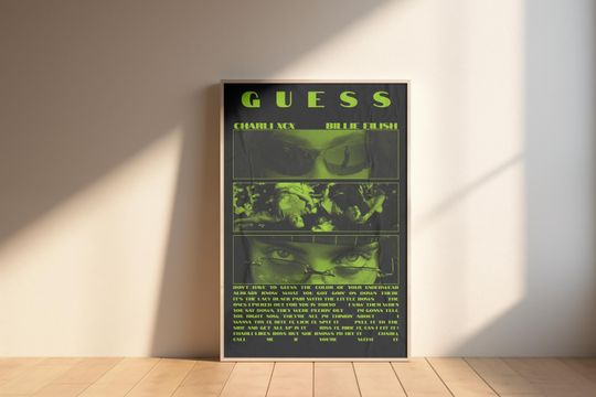 Discover Guess ft. Billie Eilish Poster, Wall Decor