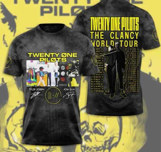 Discover Pilotss band The Clancy World Tour 2024-2025 3D T-Shirt