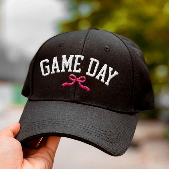 Discover Game Day Coquette Bow Embroidered Hat, Vintage Baseball Hat, Trendy Coquette Bow Trucker Hat, Women's Trucker Hat