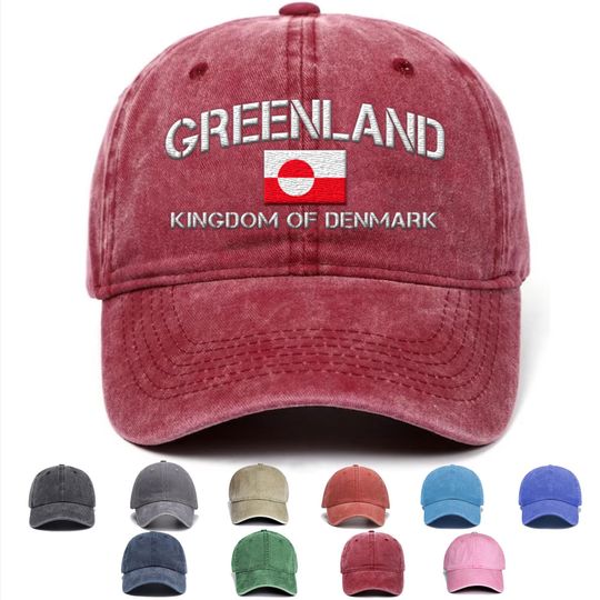 Discover Greenland Kingdom Of Denmark Embroidered Hat, Vintage Baseball Hat, Dane Pride Anti Trump Cap, Bold Statement Cap Washed Trucker Hats