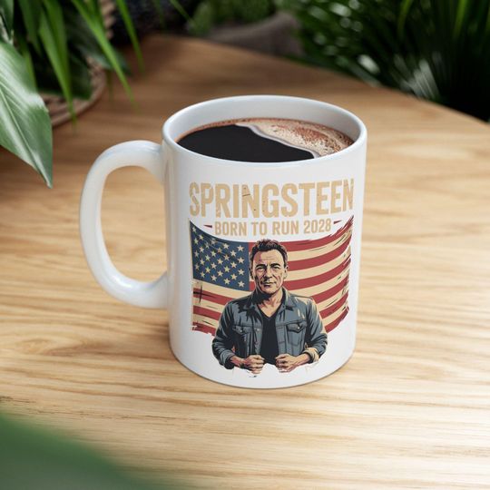 Discover Springsteen Born To Run 2028 Mug, Political Patriotic Election Mug