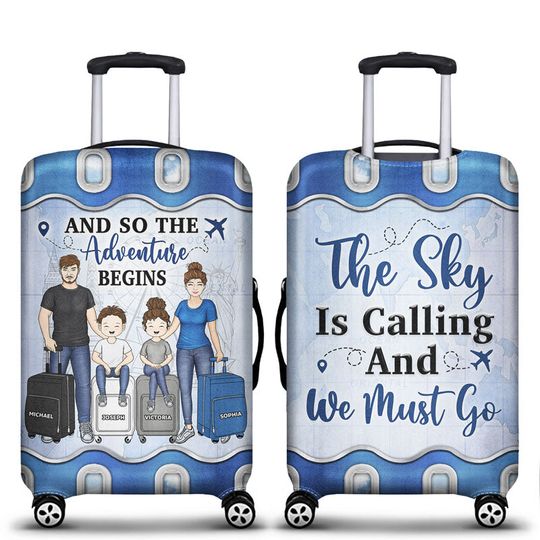 Discover Travel Couple Family And So The Adventure Begins Personalized Custom Luggage Cover