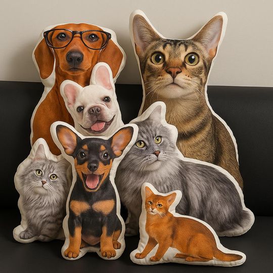 Discover Custom Pet Pillow with Photo Personalized 3D Animal Throw Pillow, Custom Shaped Pet Cushion, Unique Gift for Pet Lovers