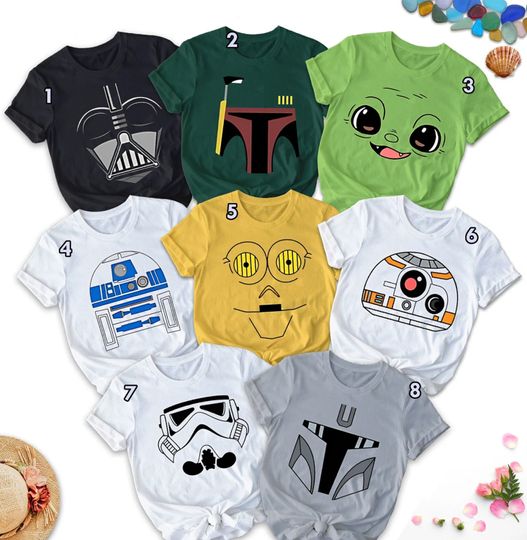 Discover Starr Warss Characters Big Face Costume Halloween T-Shirt