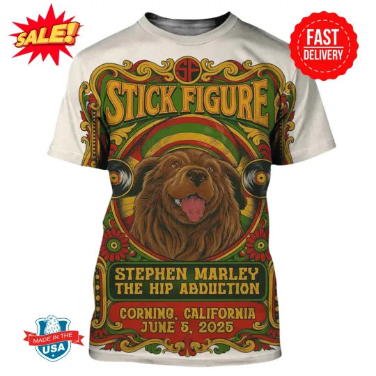 Discover Stick Figure Island Summer Tour 2025 California On June 3D Tee Shirt S-5XL