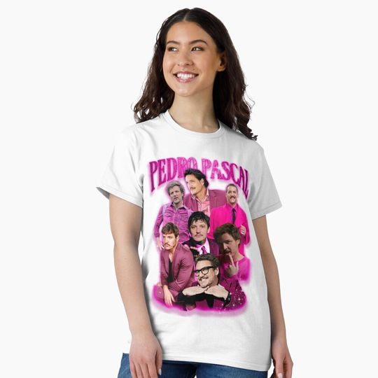 Discover Pedro Pascal in Pink T-Shirt