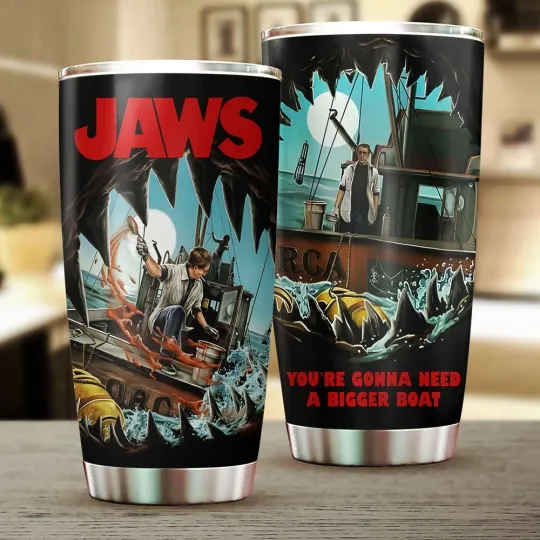 Discover Jaws Movie Tumbler Cup 20oz 50th anniversary 1975-2025 Gift For Fan