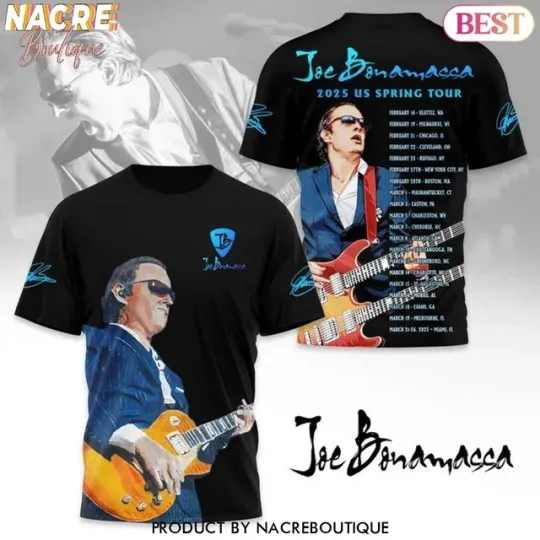 Discover Joe Bonamassa 2025 Us Spring Tour Signature 3D T-Shirt