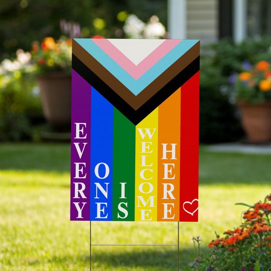 Discover Everyone is Welcome Here Yard Sign