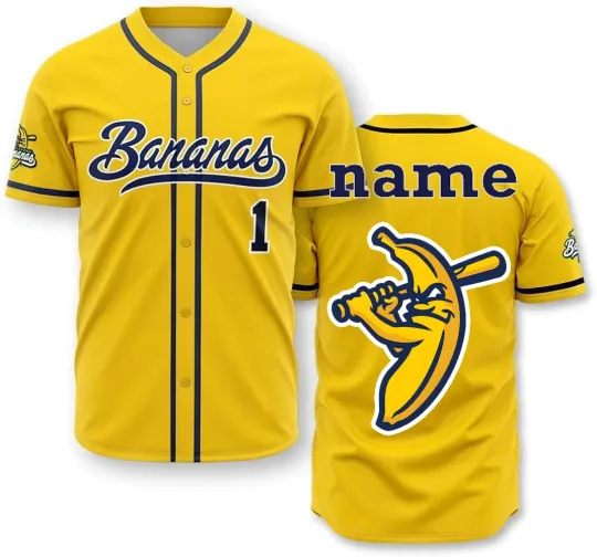 Discover CUSTOM Name Number Savannah Bananas BASEBALL Jersey Team 3DT Shirt Size S-5XL
