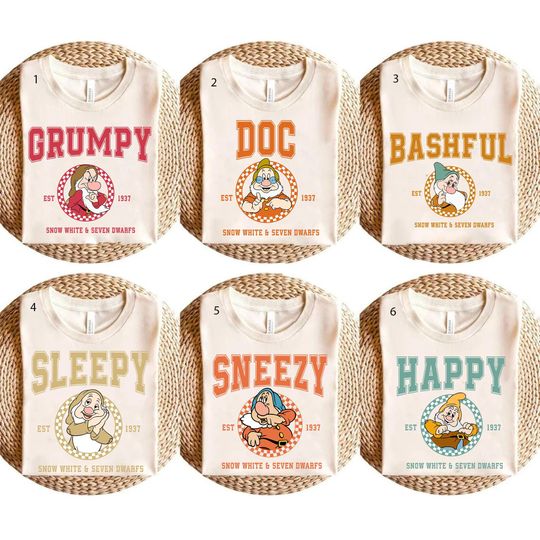 Discover Disneyyy Seven Dwarfs Est Shirt,7 Dwarfs Cosplay Matching Tee