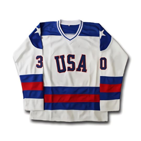 Discover 1980 Miracle On Ice Team USA 30 Jim Craig Jersey 17 Jack O'Callahan 21 Mike Eruzione Blue White Stitched Ice Hockey jerseys
