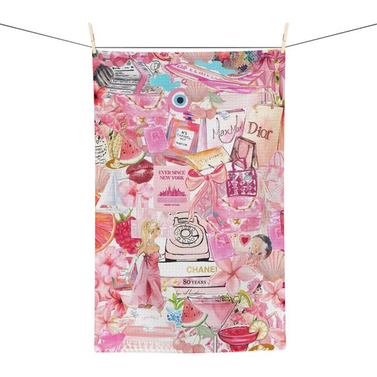 Discover Pretty Tea Towel, Coquette tea towel, Flower Tea towel, Vintage Tea Towel