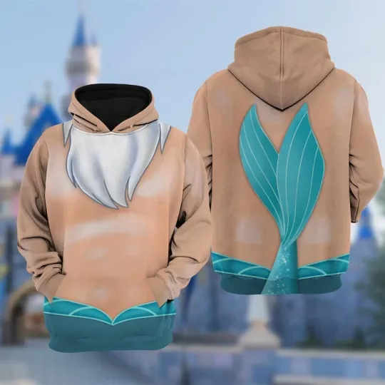Discover King Triton Costume Cosplay 3D Hoodie, The Littlee Mermaidd Dad Costume Hoodie