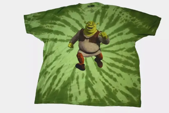 Discover Dreamworks Mens Shrek Funny Cartoon Movie Ogre Green Tie Dye Shirt