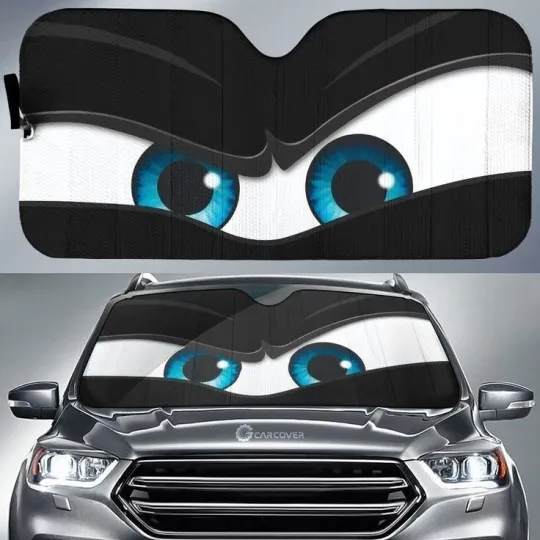 Discover Angry Black Cartoon Eyes Car Sunshade Funny Car Accessories Gifts Idea