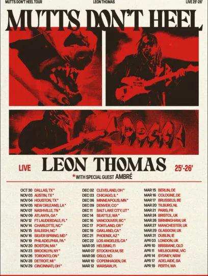 Discover Leon Thomas The Mutt’s Don’t Heel Tour 2025 Poster, gift fans