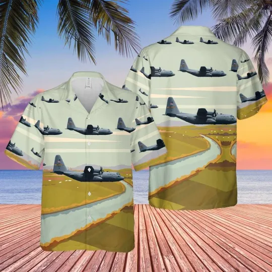 Discover USAF Connecticut Air National Guard 103rd Airlift Wing C 130H Herculess Hawaiian Shirt