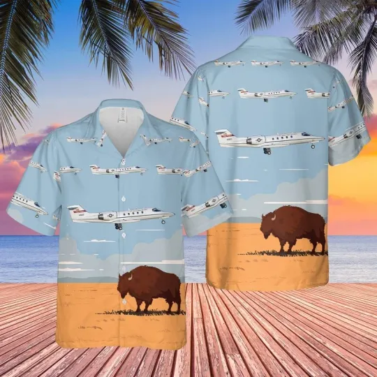 Discover USAF C 21A Learjet Of North Dakota Air National Guard 119th Wing Hawaiian Shirt